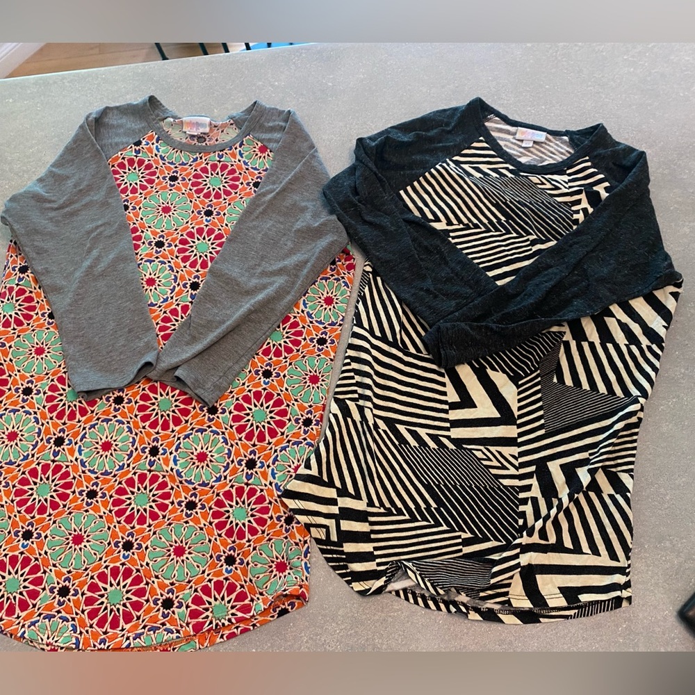 LuLaRoe Gray and Black Long Sleeve Tees